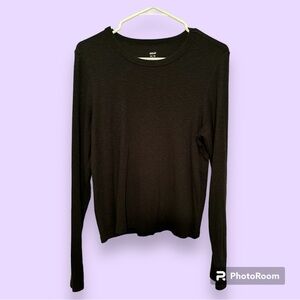 🤍 Black XL Ribbed Aerie Long Sleeve Top